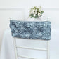 Pack Of Five 6X14 Inch Chair Sashes In Dusty Blue Featuring Rosette Style And Satin Spandex Fabric
