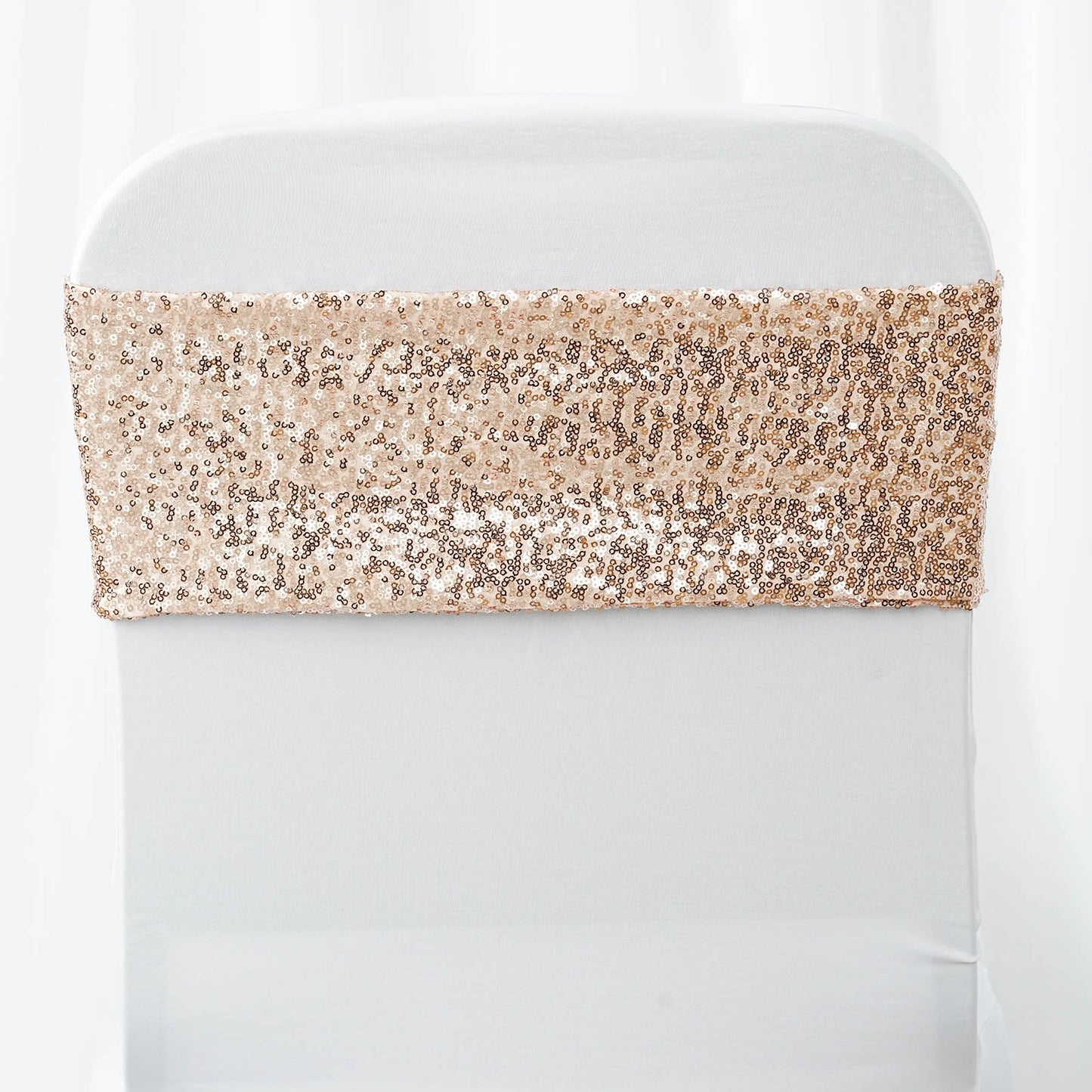 5 pack | 6x15 Blush | Rose Gold Sequin Spandex Chair Sash