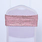 5 Pack Rose Gold Sequin Spandex Chair Sashes 6"x15"