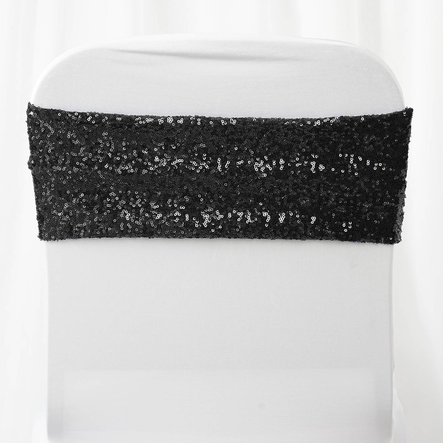 5 pack | 6x15 Black Sequin Spandex Chair Sash