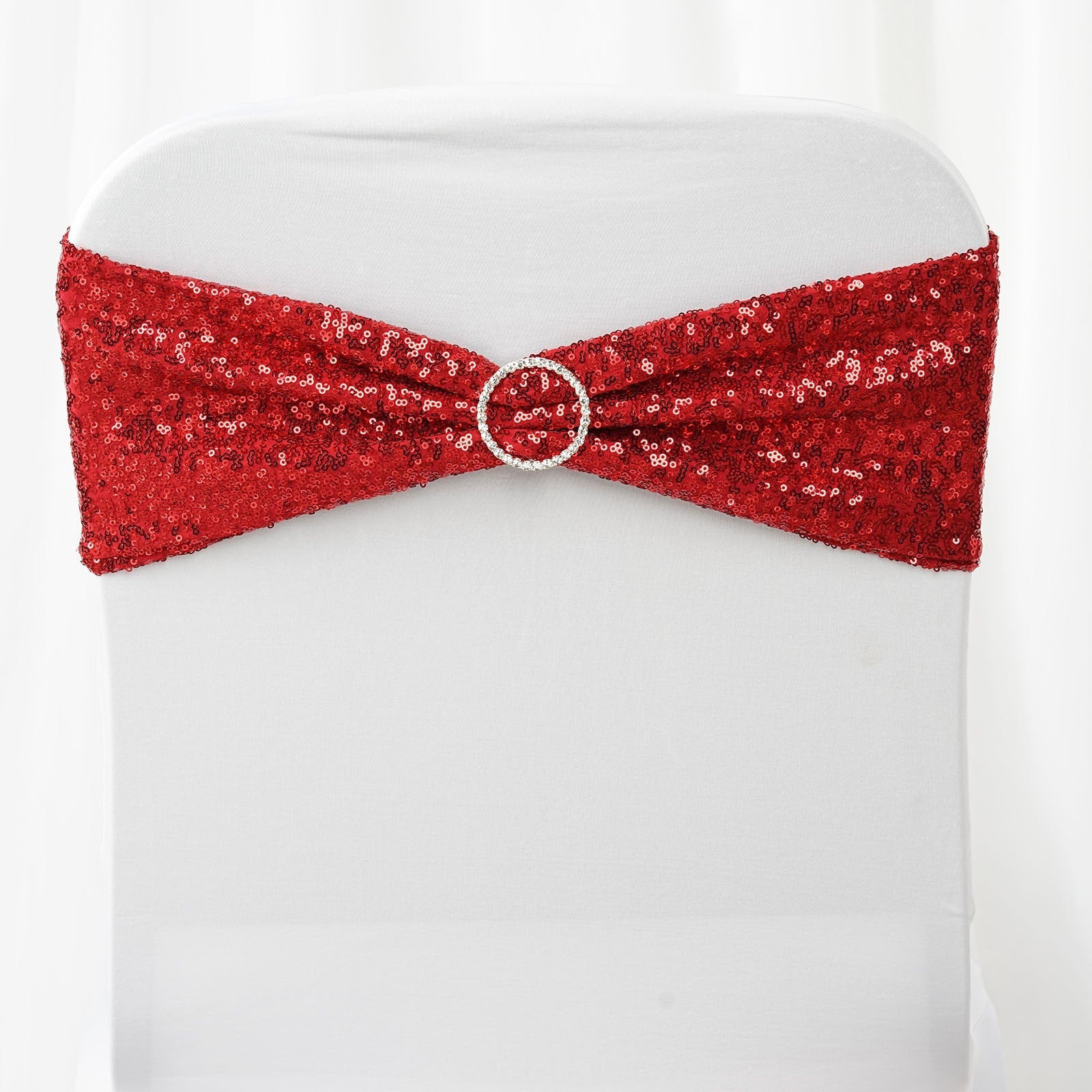5 pack | 6x15 Red Sequin Spandex Chair Sash