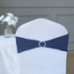 5 Pack | Navy Blue Spandex Stretch Chair Sashes with Silver Diamond Ring Slide Buckle | 5"x14"