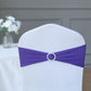 5 Pack | Purple Spandex Stretch Chair Sashes with Silver Diamond Ring Slide Buckle | 5"x14"