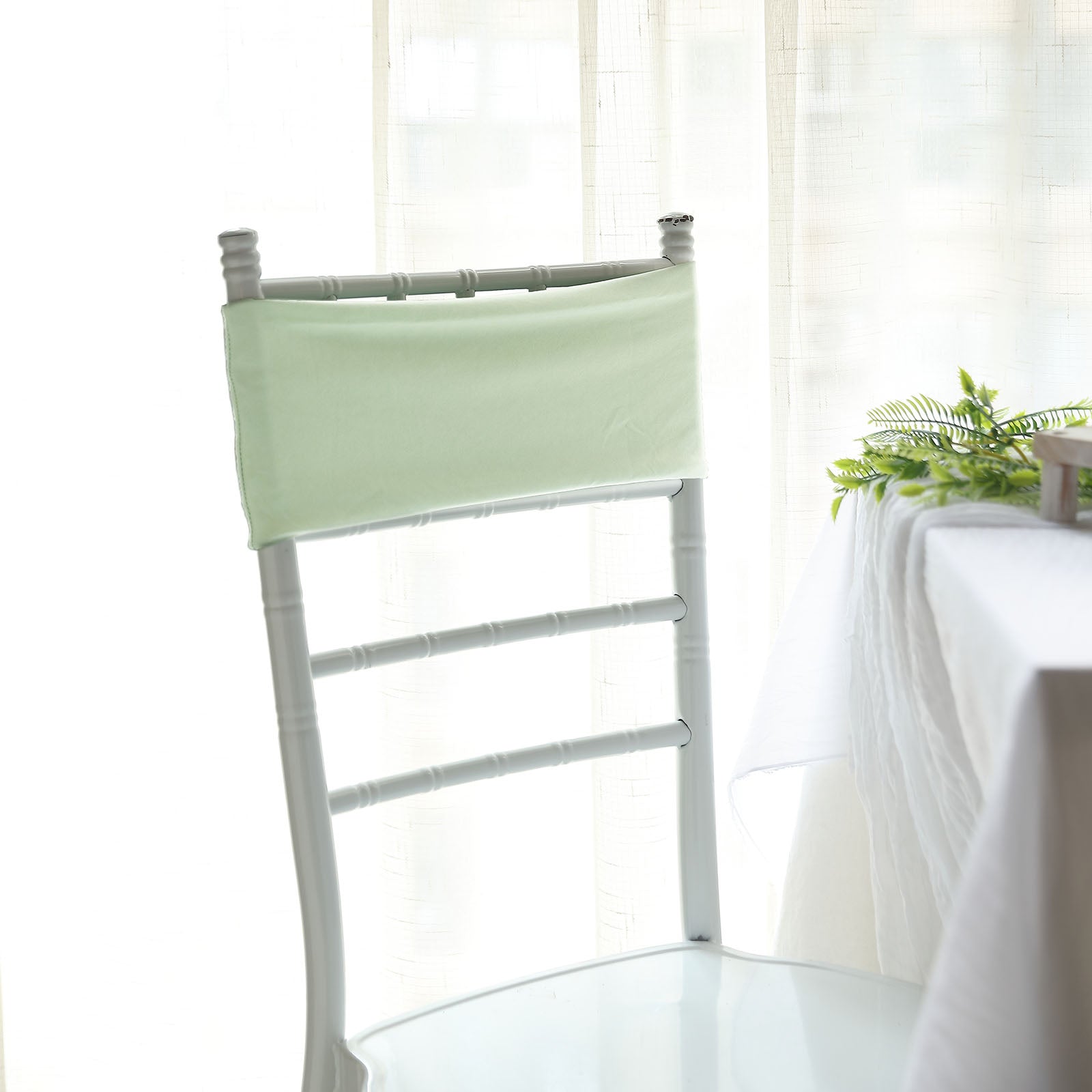 Pack Of 5 Sage Green Spandex Sashes For Chairs 5 Inch X 12 Inch 