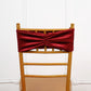 5 Pack Burgundy Velvet Ruffle Stretch Chair Sashes, Decorative Velvet Chair Bands