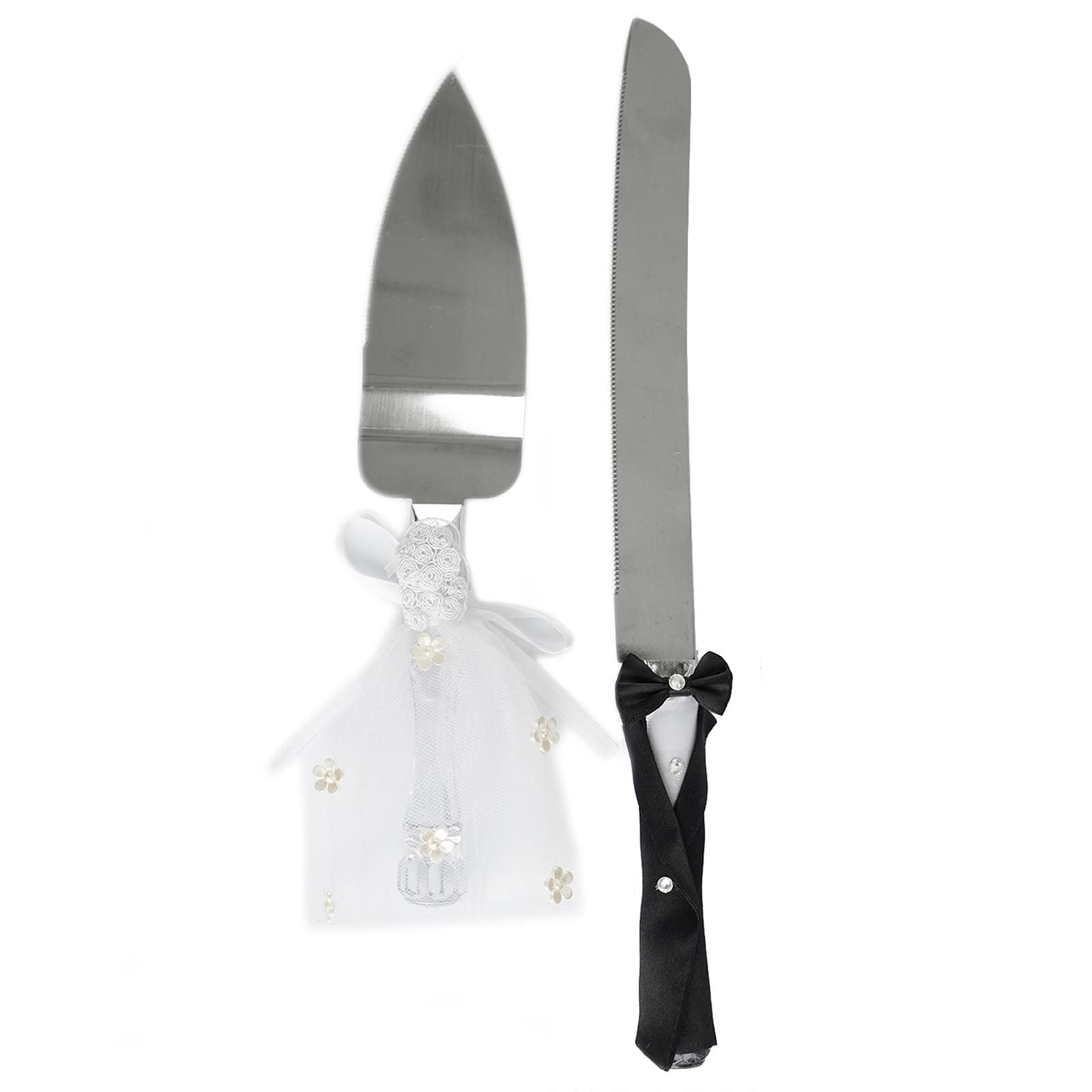 Bride & Groom Cake Server Set - Stainless Steel Wedding Cake Knife And Server Set#whtbkgd