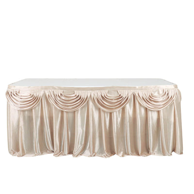 Quality and Durability of the Beige Pleated Satin Table Skirt
