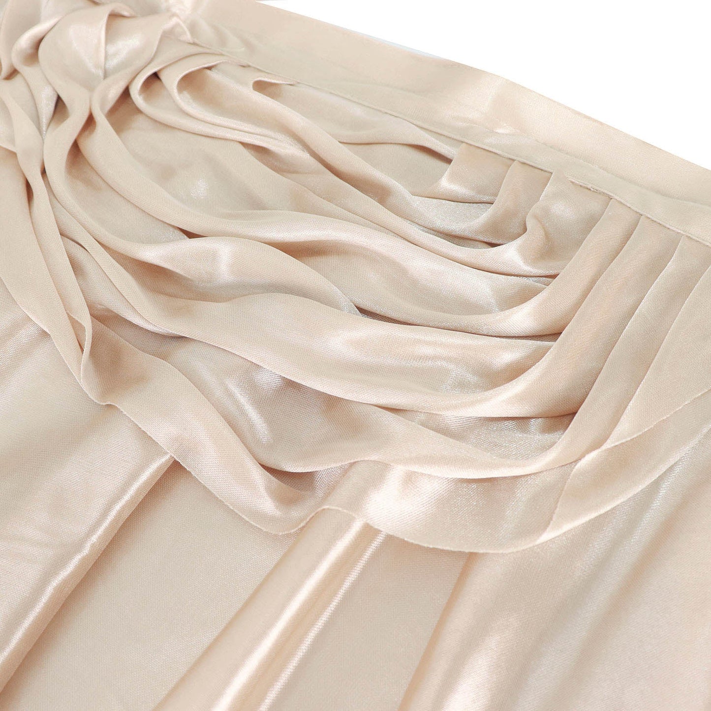 Beige Pleated Satin Table Skirt 14 Feet Double Drape