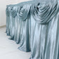 Dusty Blue Satin Pleated Table Skirt 14 Feet Double Drape