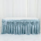 14ft Dusty Blue Pleated Satin Double Drape Table Skirt