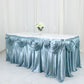 Dusty Blue Satin Pleated Table Skirt 14 Feet Double Drape