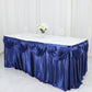 Double Drape Satin Navy Blue Table Skirt 14 Feet Pleated