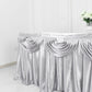14 Feet Silver Satin Table Skirt Double Drape Pleated Style