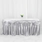 Silver Pleated Satin Table Skirt 14 Feet Double Drape