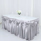 Double Drape Satin Silver Table Skirt 14 Feet Pleated