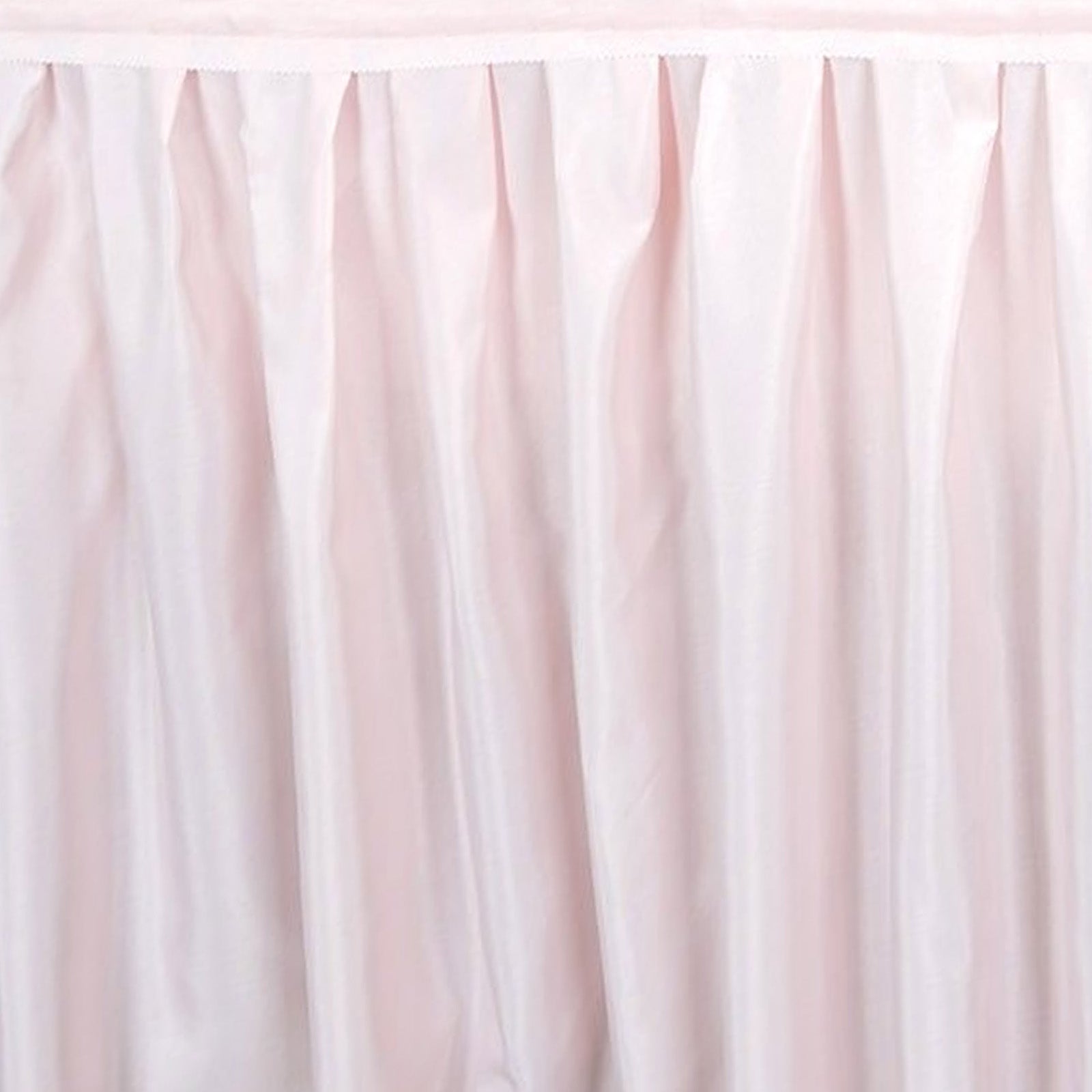 17ft Blush/Rose Gold Pleated Polyester Table Skirt, Banquet Folding Table Skirt#whtbkgd