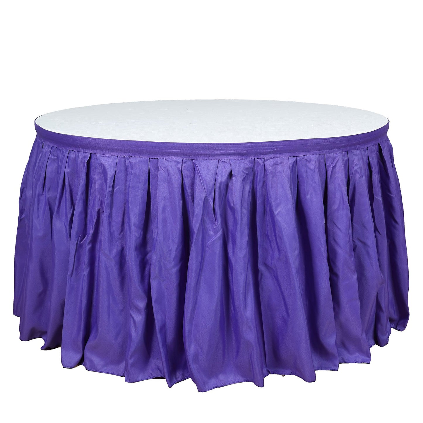 Pleated Polyester 21 Feet Table Skirt In Purple For Banquet Folding Tables