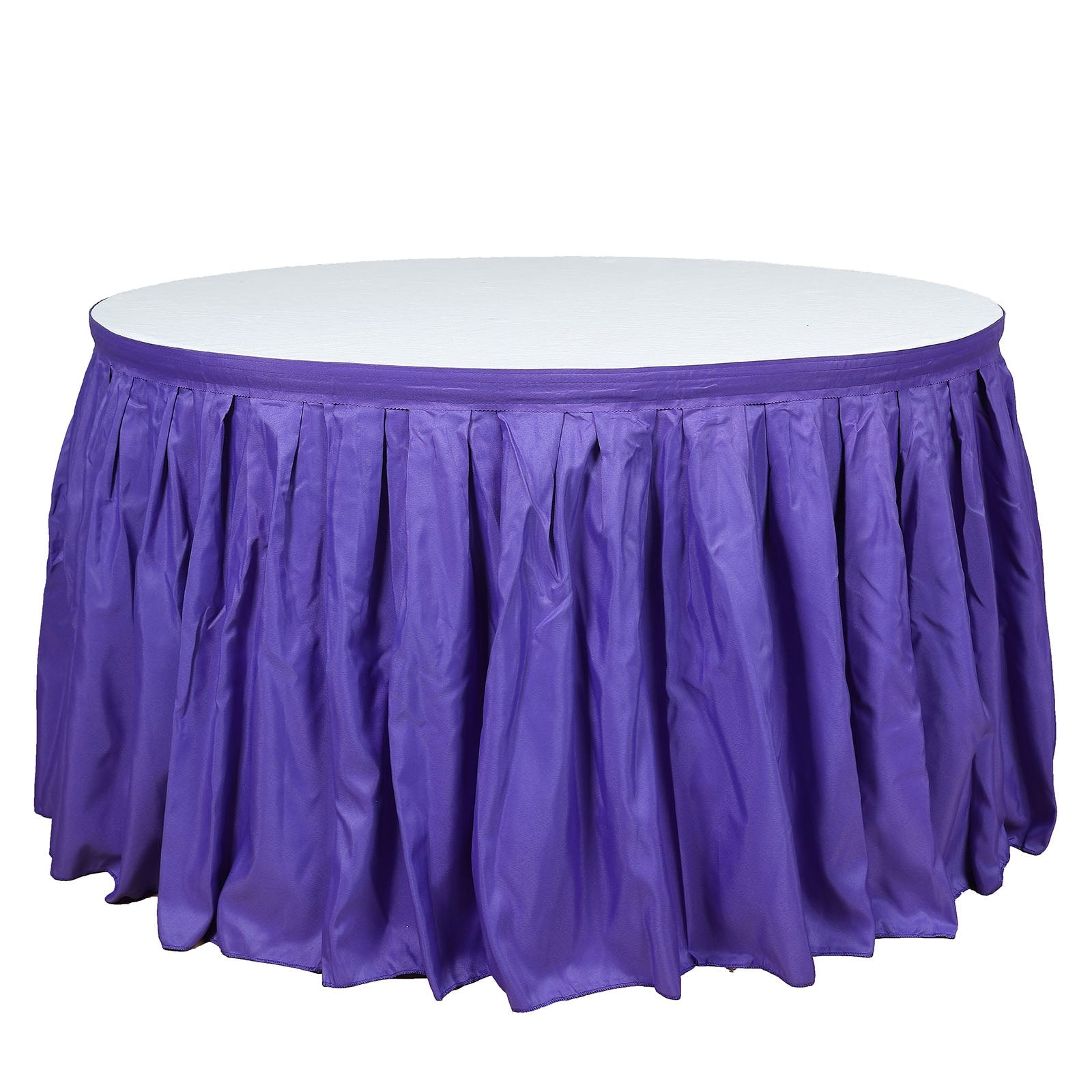 Pleated Polyester 21 Feet Table Skirt In Purple For Banquet Folding Tables