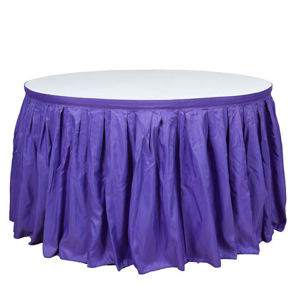 Pleated Polyester 21 Feet Table Skirt In Purple For Banquet Folding Tables