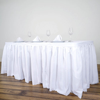 Elevate Your Decor with the 17ft White Pleated Polyester Table Skirt