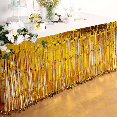 The Practical Benefits of the Gold Metallic Foil Fringe Table Skirt