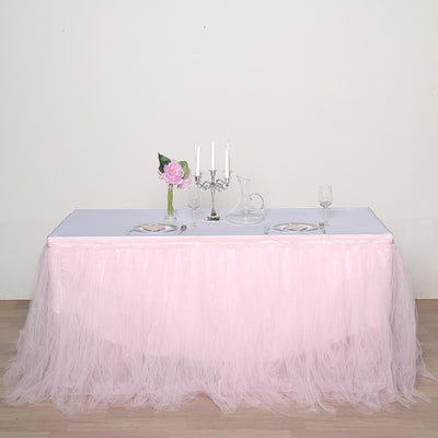 Elevate Your Decor with the Blush Tulle Table Skirt