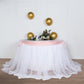 White two-layered tulle and satin table skirt for elegant decor.
