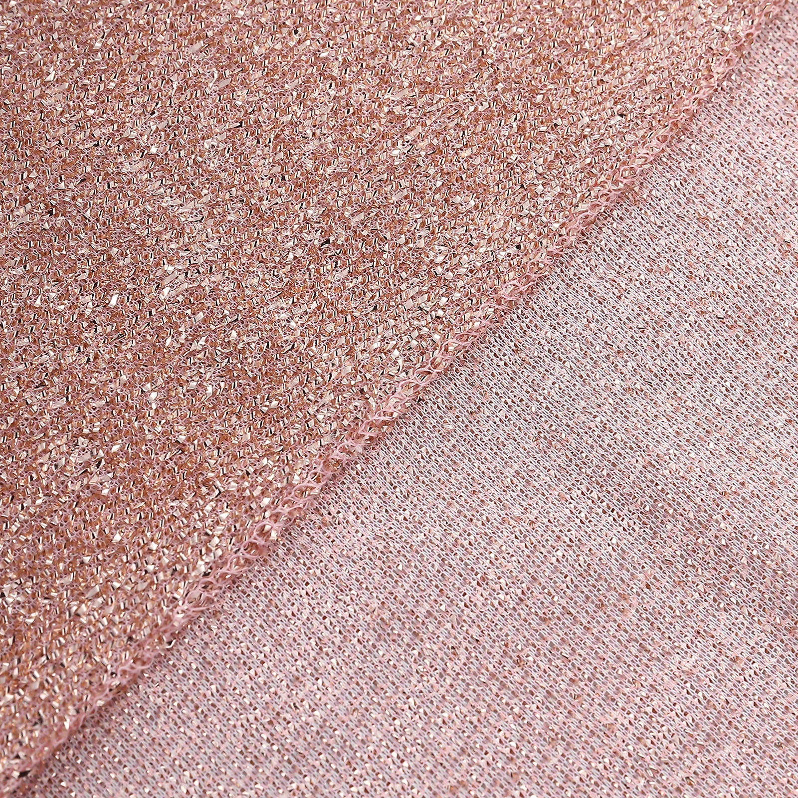 Rose gold metallic shimmer chair slipcover fabric close-up.