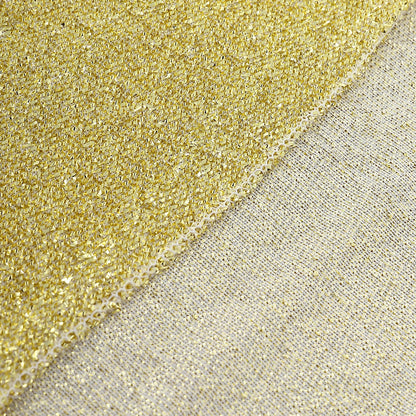 Champagne metallic shimmer tinsel spandex stretch chair slipcover fabric close-up