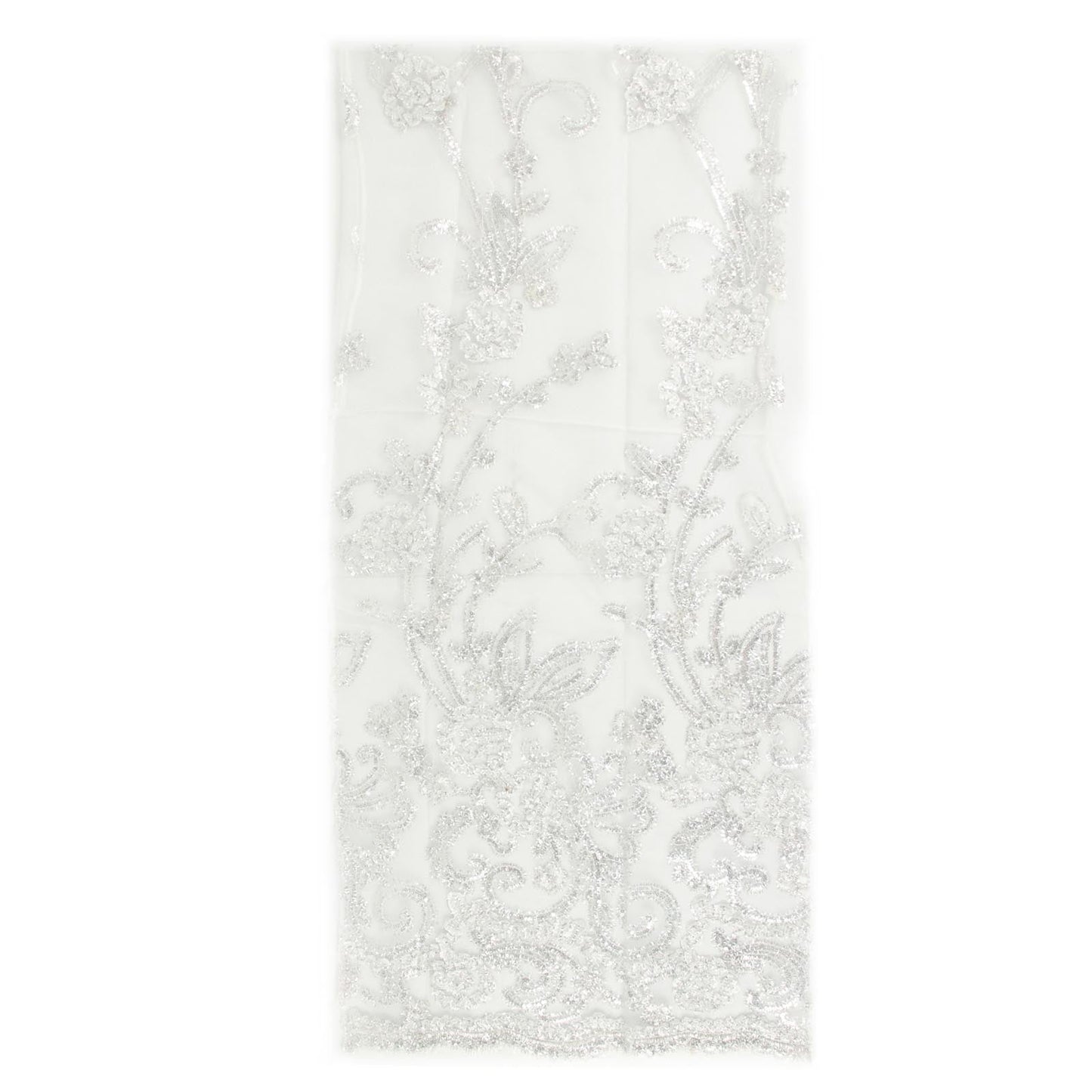 Floral Embroidered White Organza Chair Slipcover#whtbkgd 