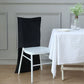 Black velvet chiavari chair back slipcover on white chair at a table.