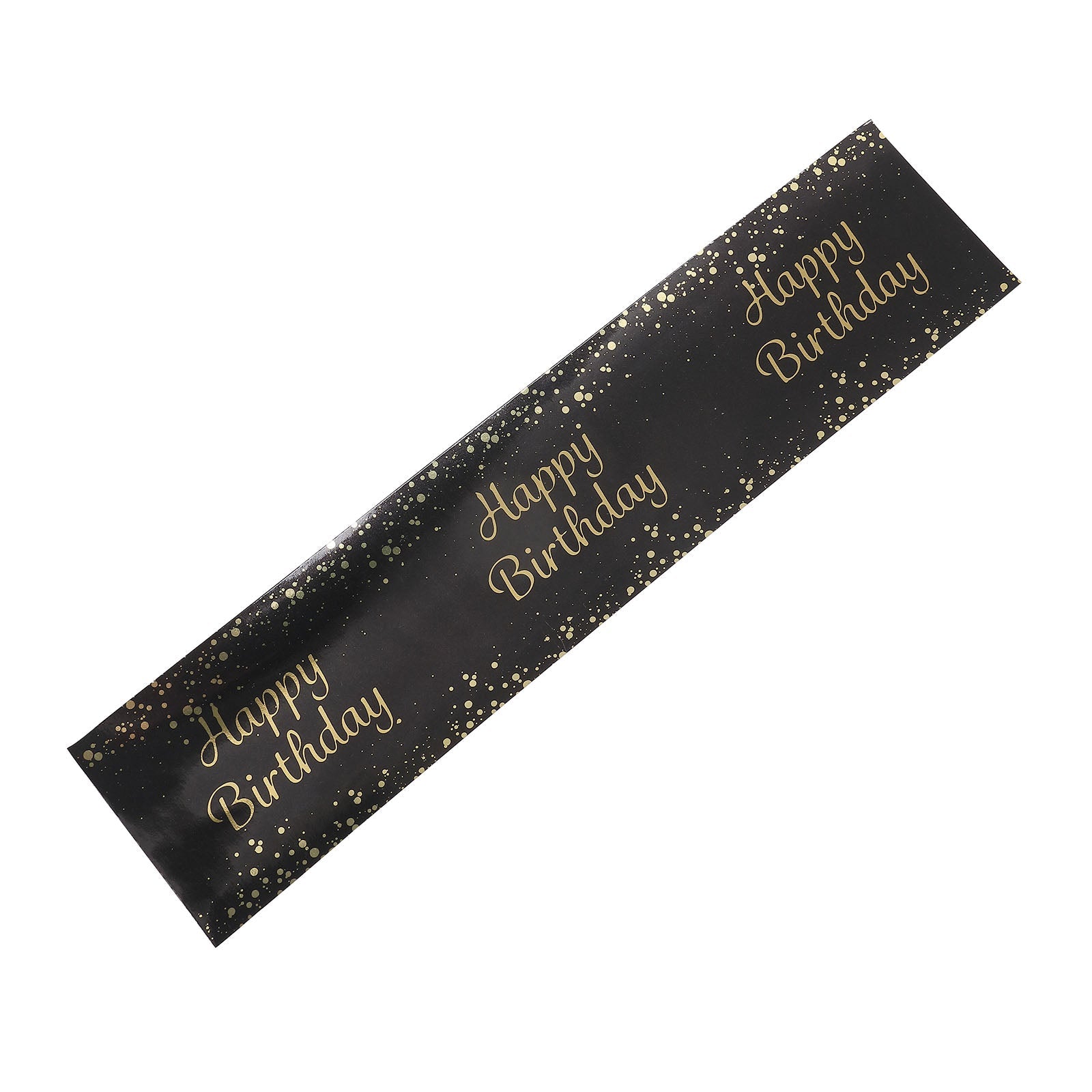Black and gold birthday water bottle label with festive design.