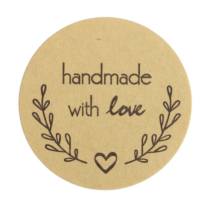 500 Pieces of Handmade With Love 1.5 Inch Olive Branch Round Stickers Roll