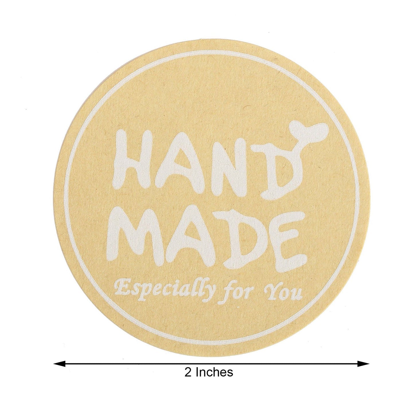 Yellow handmade sticker labeled "Especially for You".