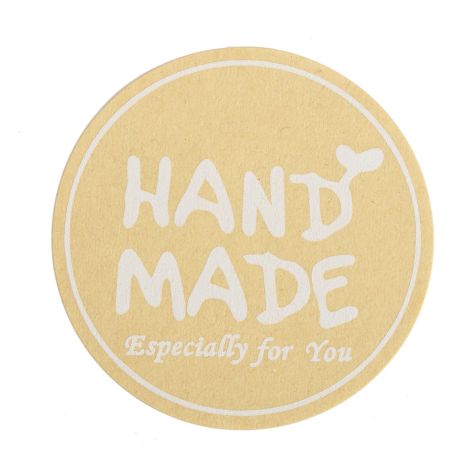 Yellow handmade sticker with "Especially For You" text.