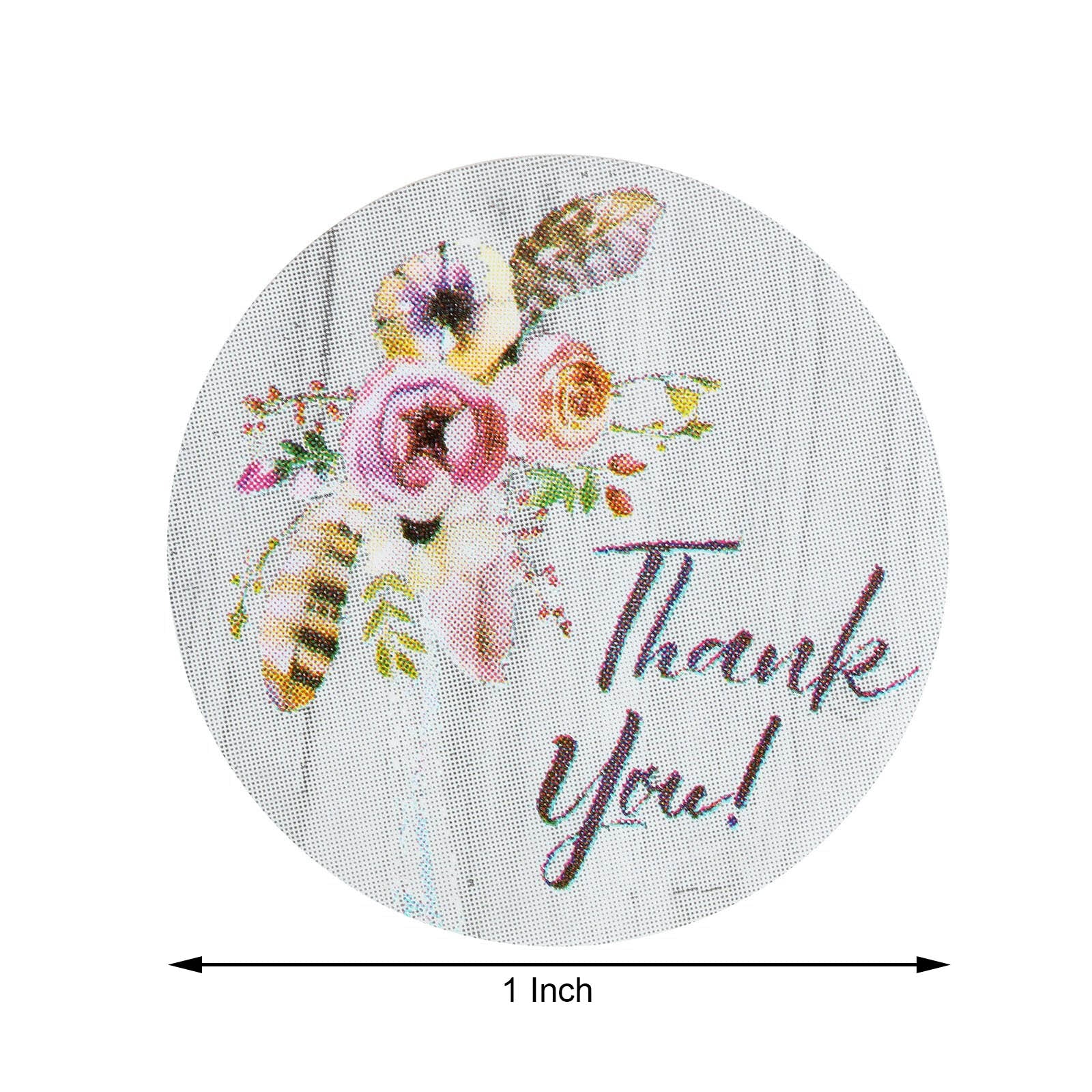 Rustic floral thank you sticker in pastel colors.