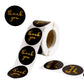 Black and gold "Thank You" stickers roll for DIY envelopes.