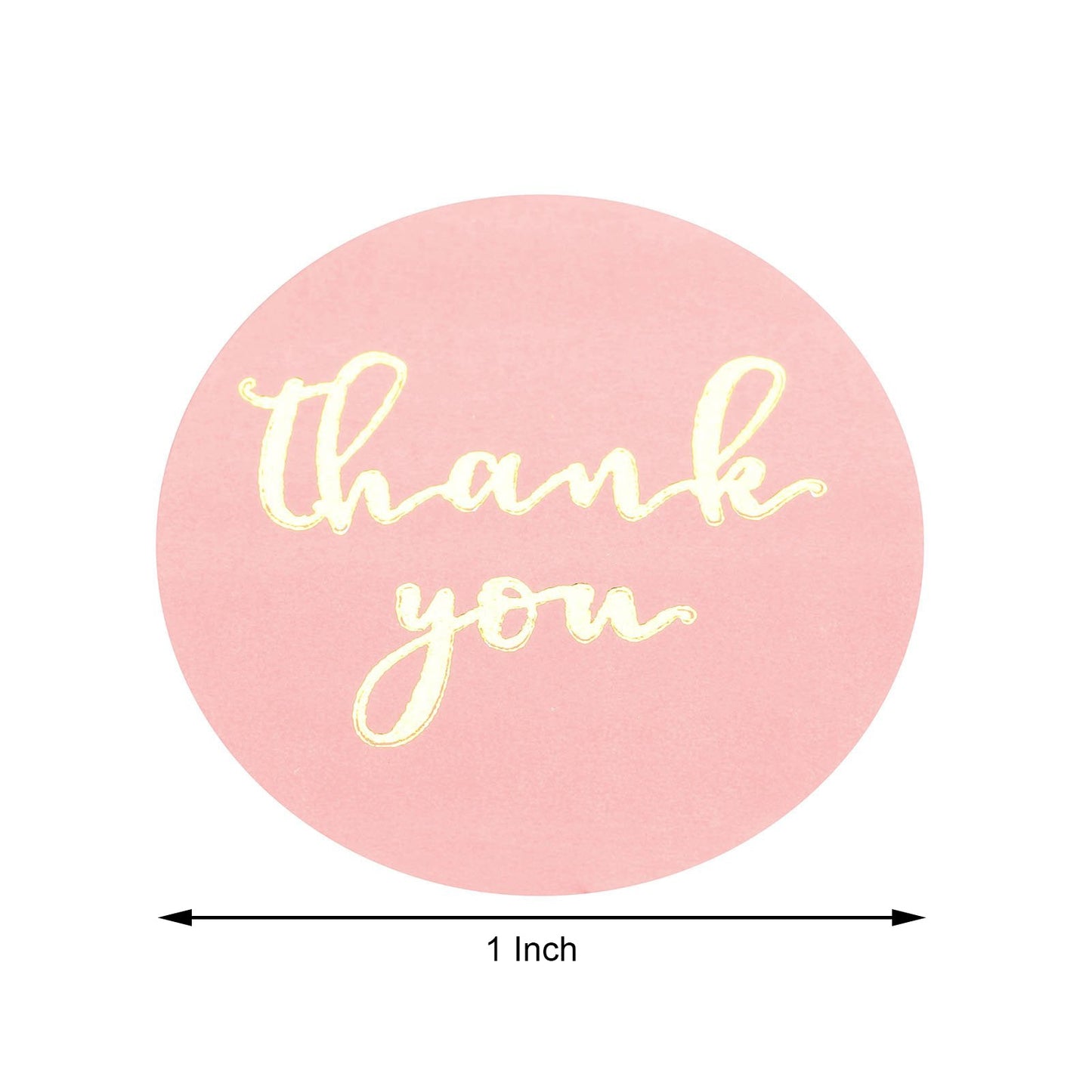 Thank you pink stickers with gold foil text for DIY décor.