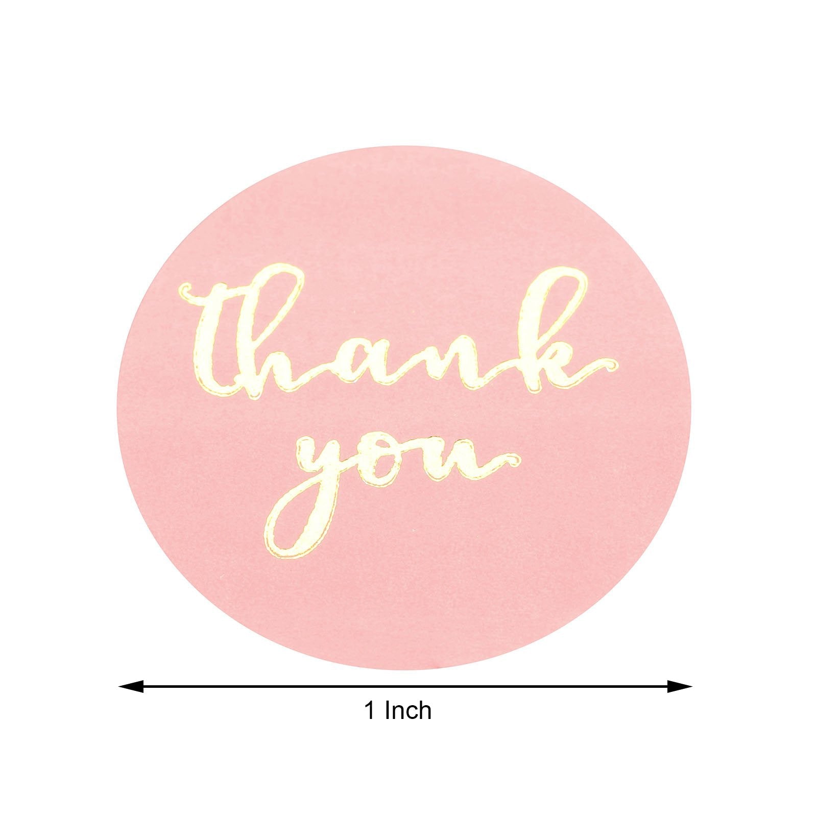 Thank you pink stickers with gold foil text for DIY décor.