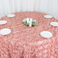 3D Rosette Design Tablecloth Dusty Rose 120 Inch Satin Material