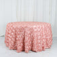 3D Rosette Tablecloth Satin Material Dusty Rose 120 Inch Round