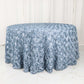 3D Rosette Tablecloth Satin Material Dusty Blue 120 Inch Round