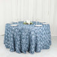120" Dusty Blue Seamless Grandiose 3D Rosette Satin Round Tablecloth