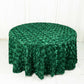 Satin Round Tablecloth Hunter Emerald Green 3D Rosette 120 Inch