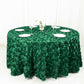 120" Hunter Emerald Green Seamless Grandiose 3D Rosette Satin Round Tablecloth