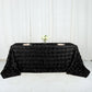 90"x132" Black Seamless Grandiose 3D Rosette Satin Rectangle Tablecloth