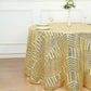 Gold sequin round tablecloth with diamond glitz design.