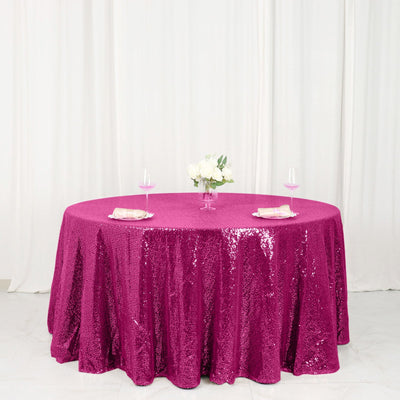 Unmatched Elegance with Fuchsia Sequin Tablecloth