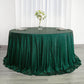 132 Inch Seamless Hunter Emerald Green Round Tablecloth With Sequin