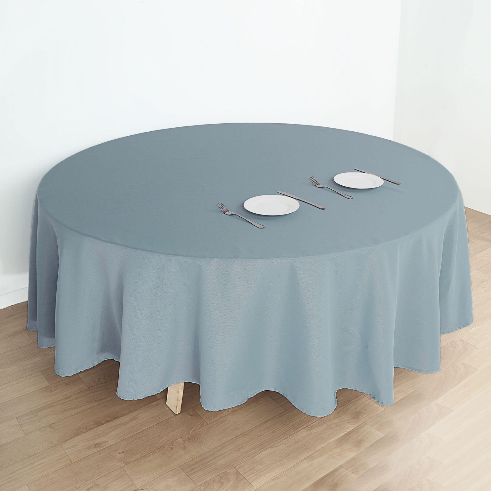 Polyester Round Tablecloth 108 Inch in Dusty Blue Color